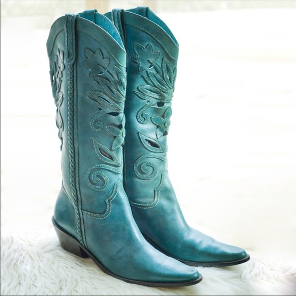 cowboy boots teal